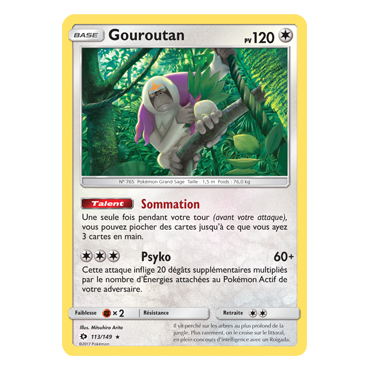 Découvrez Gouroutan, carte Holographique rare de la série Soleil et Lune (JCC)