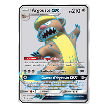 Carte Argouste - Ultra rare de Pokémon Soleil et Lune (JCC) 145/149