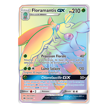 Découvrez Floramantis, carte Arc-en-ciel rare de la série Soleil et Lune (JCC)