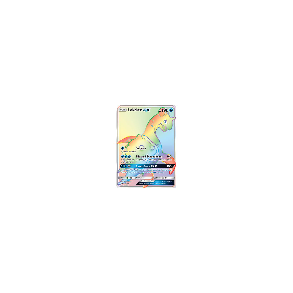 Lokhlass 151/149 : Joyau Arc-en-ciel rare de l'extension Pokémon Soleil et Lune (JCC)