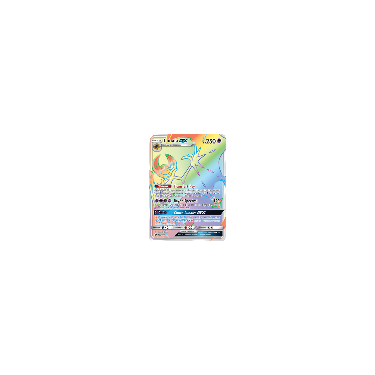 Carte Lunala - Arc-en-ciel rare de Pokémon Soleil et Lune (JCC) 153/149