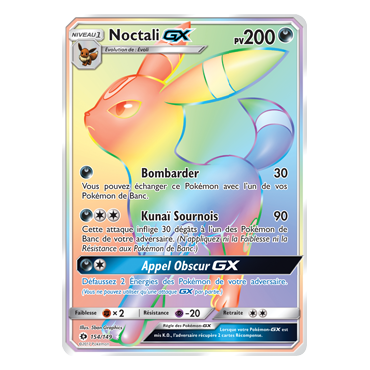 Carte Noctali - Arc-en-ciel rare de Pokémon Soleil et Lune (JCC) 154/149