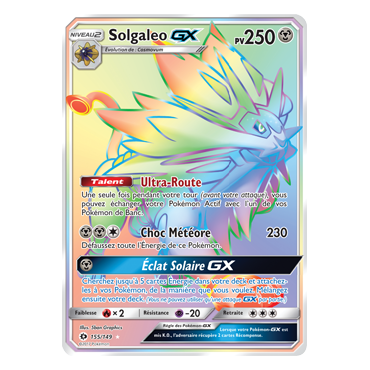 Solgaleo 155/149 : Joyau Arc-en-ciel rare de l'extension Pokémon Soleil et Lune (JCC)