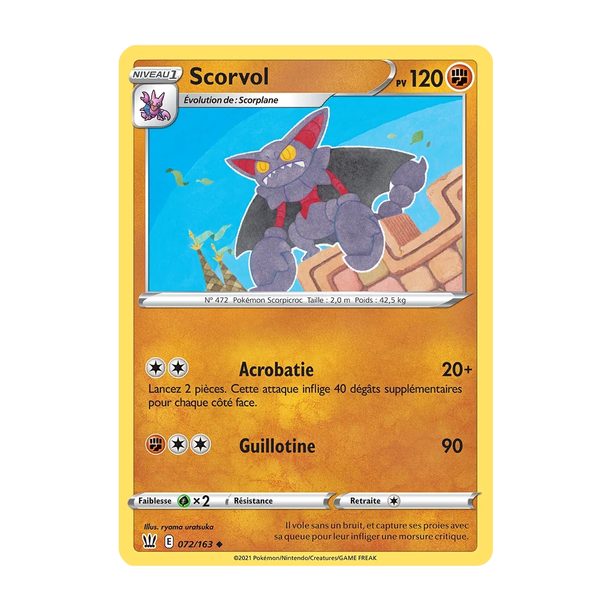 Scorvol 072/163 : Joyau Peu commune (Brillante) de l'extension Pokémon Épée et Bouclier Styles de Combat