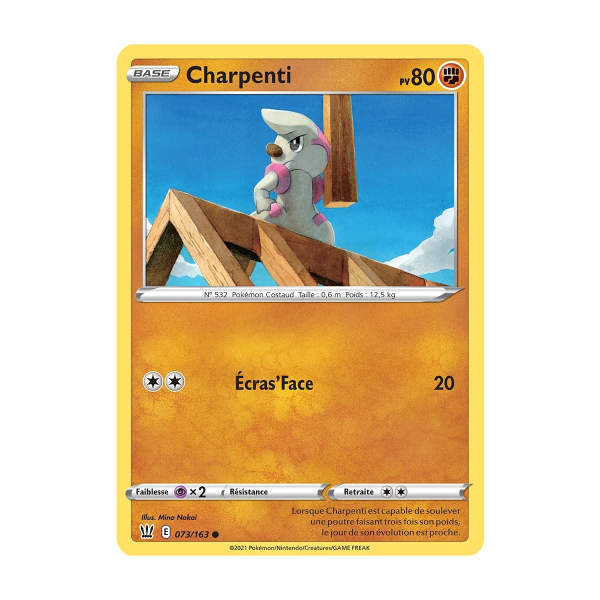 Charpenti 073/163 : Joyau Commune (Brillante) de l'extension Pokémon Épée et Bouclier Styles de Combat