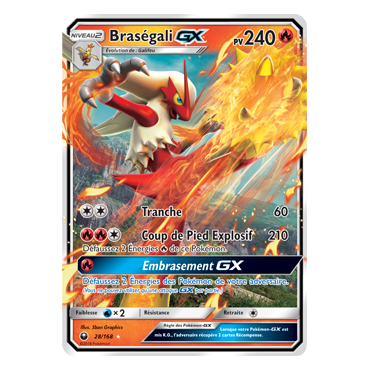 Braségali 28/168 : Joyau Holographique rare GX de l'extension Pokémon Tempête Céleste