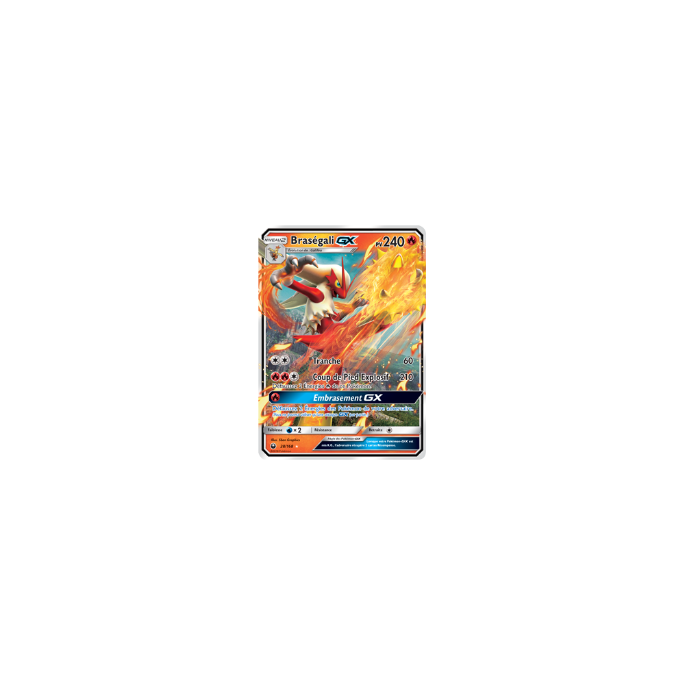 Braségali 28/168 : Joyau Holographique rare GX de l'extension Pokémon Tempête Céleste