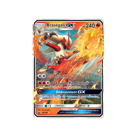 Braségali 28/168 : Joyau Holographique rare GX de l'extension Pokémon Tempête Céleste