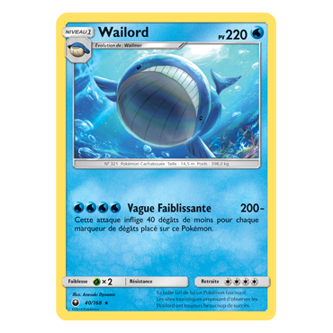 Découvrez Wailord, carte Rare de la série Tempête Céleste