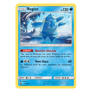 Découvrez Regice, carte Rare de la série Tempête Céleste