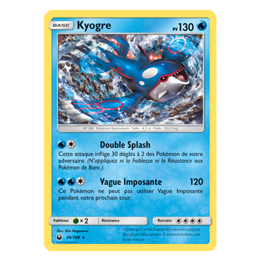 Carte Kyogre - Holographique rare de Pokémon Tempête Céleste 46/168