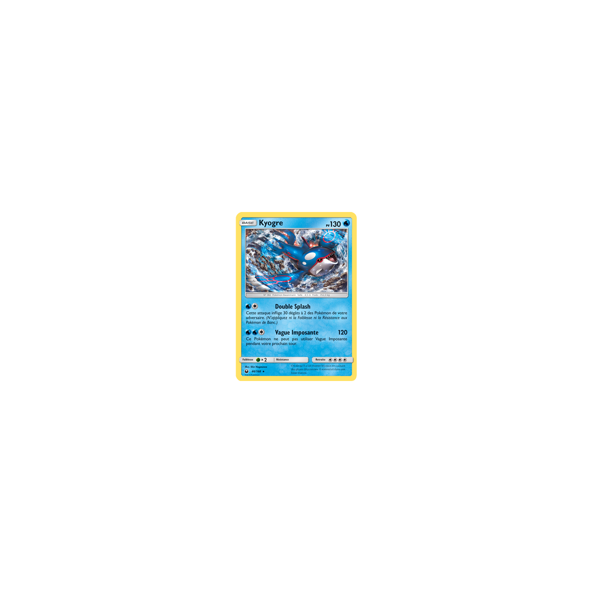 Carte Kyogre - Holographique rare de Pokémon Tempête Céleste 46/168