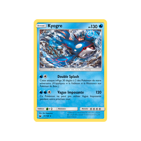 Carte Kyogre - Holographique rare de Pokémon Tempête Céleste 46/168