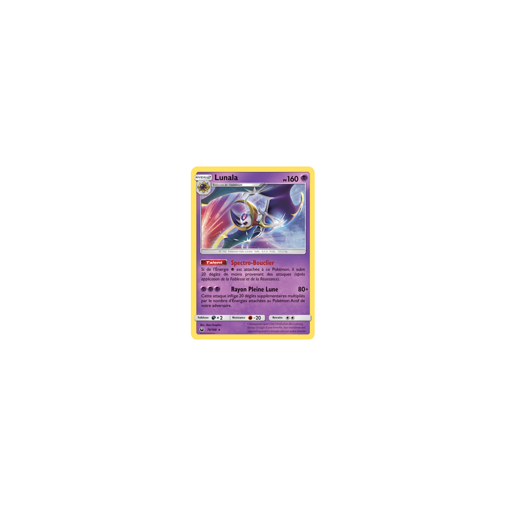 Carte Lunala - Holographique rare de Pokémon Tempête Céleste 70/168