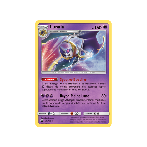 Carte Lunala - Holographique rare de Pokémon Tempête Céleste 70/168