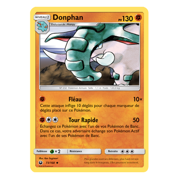 Donphan 73/168 : Joyau Peu commune de l'extension Pokémon Tempête Céleste