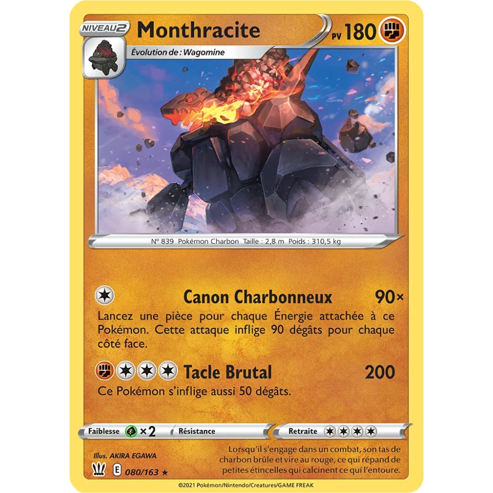 Monthracite carte rare de la série Épée et Bouclier Styles de Combat