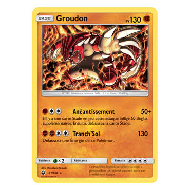 Groudon 81/168 : Joyau Holographique rare de l'extension Pokémon Tempête Céleste