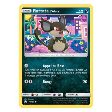 Découvrez Rattata d'Alola, carte Commune de la série Tempête Céleste