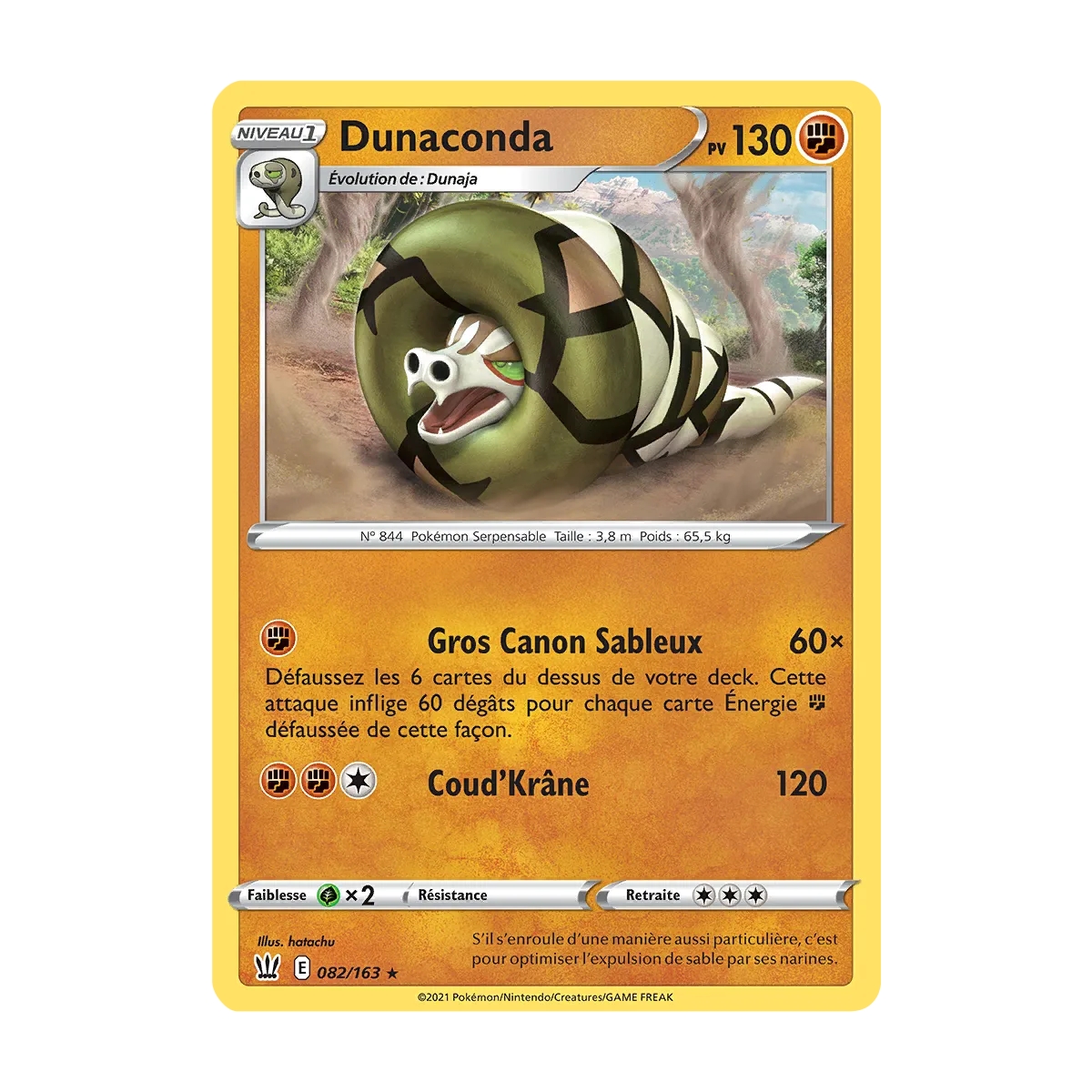 Dunaconda rare de Pokémon Épée et Bouclier Styles de Combat 082/163