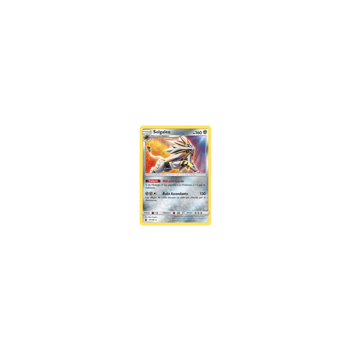 Solgaleo 99/168 : Joyau Holographique rare de l'extension Pokémon Tempête Céleste