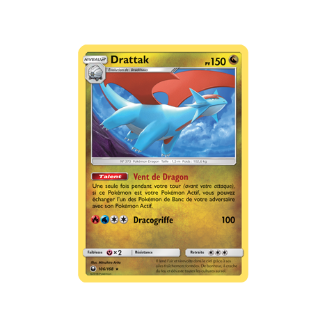 Drattak 106/168 : Joyau Holographique rare de l'extension Pokémon Tempête Céleste