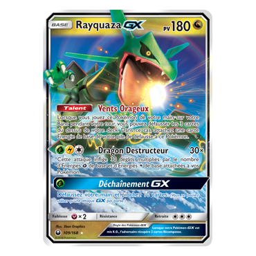 Rayquaza 109/168 : Joyau Holographique rare GX de l'extension Pokémon Tempête Céleste