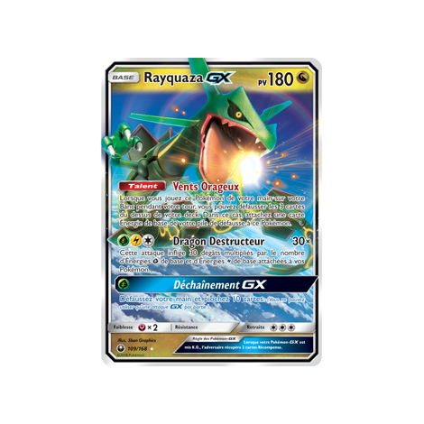 Rayquaza 109/168 : Joyau Holographique rare GX de l'extension Pokémon Tempête Céleste