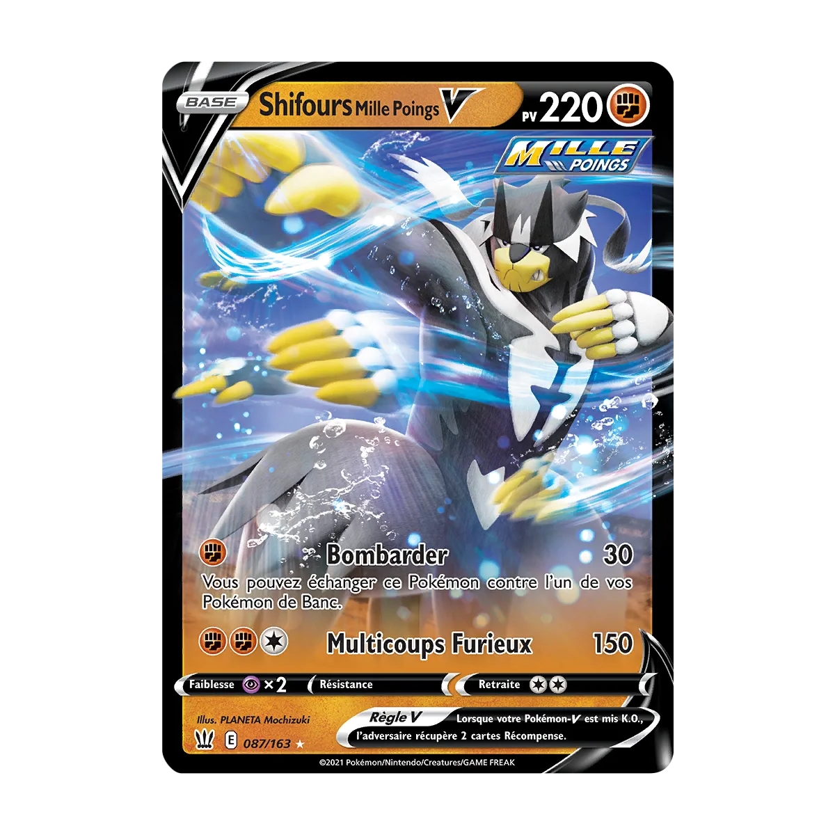 Carte Shifours Mille Poings - Holographique rare V de Pokémon Épée et Bouclier Styles de Combat 087/163