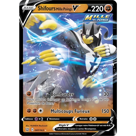 Carte Shifours Mille Poings - Holographique rare V de Pokémon Épée et Bouclier Styles de Combat 087/163