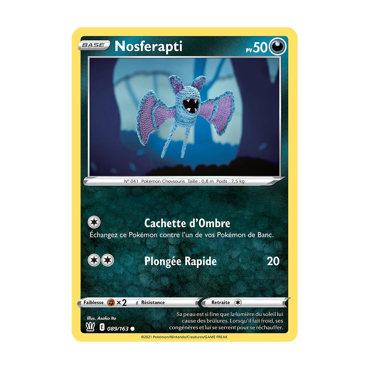 Carte Nosferapti - Commune (Brillante) de Pokémon Épée et Bouclier Styles de Combat 089/163