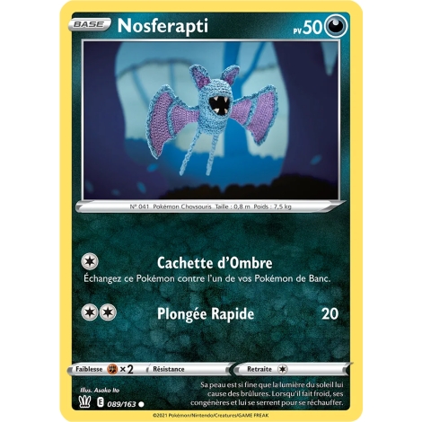 Carte Nosferapti - Commune (Brillante) de Pokémon Épée et Bouclier Styles de Combat 089/163