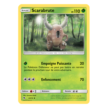 Scarabrute 4/214 : Joyau Peu commune de l'extension Pokémon Tonnerre Perdu
