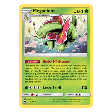 Découvrez Méganium, carte Holographique rare de la série Tonnerre Perdu