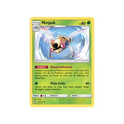 Ninjask 30/214 : Joyau Peu commune de l'extension Pokémon Tonnerre Perdu