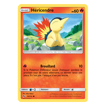 Héricendre 39/214 : Joyau Commune de l'extension Pokémon Tonnerre Perdu