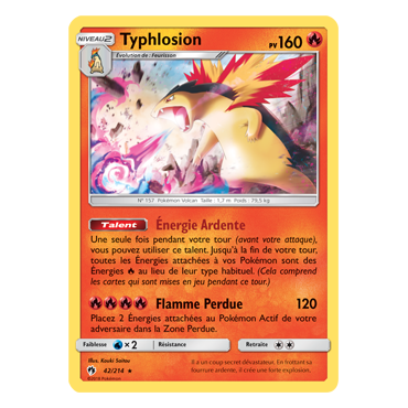 Découvrez Typhlosion, carte Holographique rare de la série Tonnerre Perdu