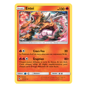 Découvrez Entei, carte Rare de la série Tonnerre Perdu