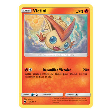 Carte Victini - Rare de Pokémon Tonnerre Perdu 49/214