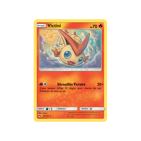 Carte Victini - Rare de Pokémon Tonnerre Perdu 49/214