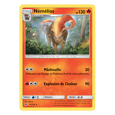 Carte Némélios - Rare de Pokémon Tonnerre Perdu 51/214
