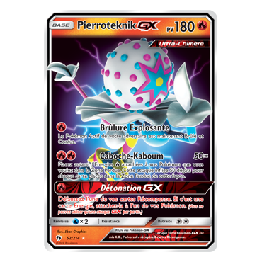 Pierroteknik 52/214 : Joyau Holographique rare GX de l'extension Pokémon Tonnerre Perdu