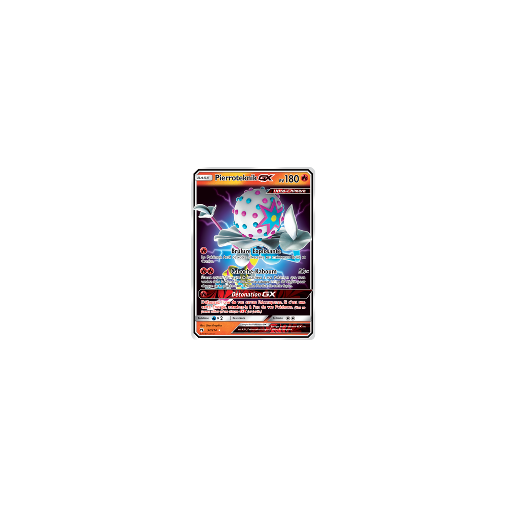 Pierroteknik 52/214 : Joyau Holographique rare GX de l'extension Pokémon Tonnerre Perdu