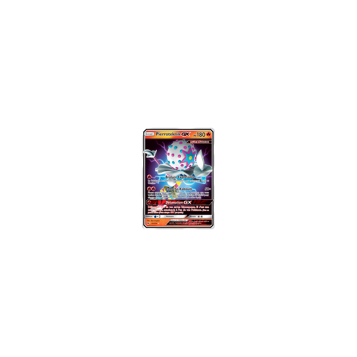 Pierroteknik 52/214 : Joyau Holographique rare GX de l'extension Pokémon Tonnerre Perdu