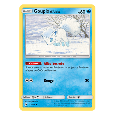 Goupix d'Alola 53/214 : Joyau Commune de l'extension Pokémon Tonnerre Perdu