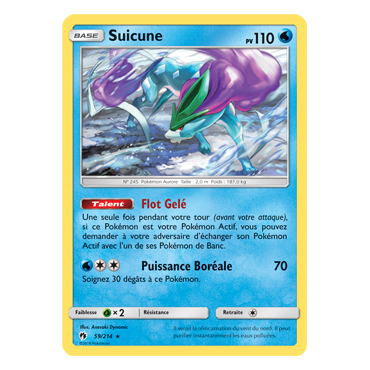 Carte Suicune - Holographique rare de Pokémon Tonnerre Perdu 59/214
