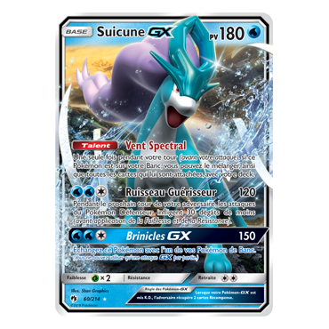 Suicune 60/214 : Joyau Holographique rare GX de l'extension Pokémon Tonnerre Perdu