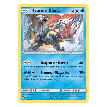 Kyurem Blanc 63/214 : Joyau Holographique rare de l'extension Pokémon Tonnerre Perdu