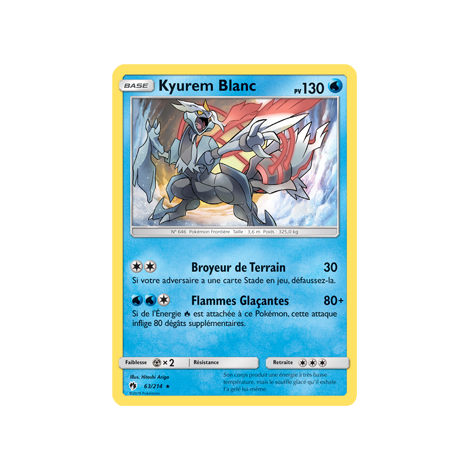 Kyurem Blanc 63/214 : Joyau Holographique rare de l'extension Pokémon Tonnerre Perdu