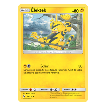 Élektek 71/214 : Joyau Peu commune de l'extension Pokémon Tonnerre Perdu